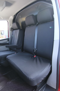 VW Volkswagen T5 Tailored Double Passenger Seat Cover Set  - Black - TA3891