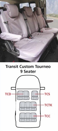 Ford Transit Custom Kombi 9 Seater Minibus Seat Cover Set TRM016